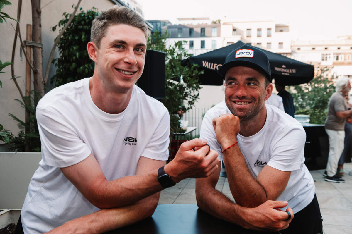 Matis Louvel and Tom Van Asbroeck, NSN Cycling Team Tour de France welcome event