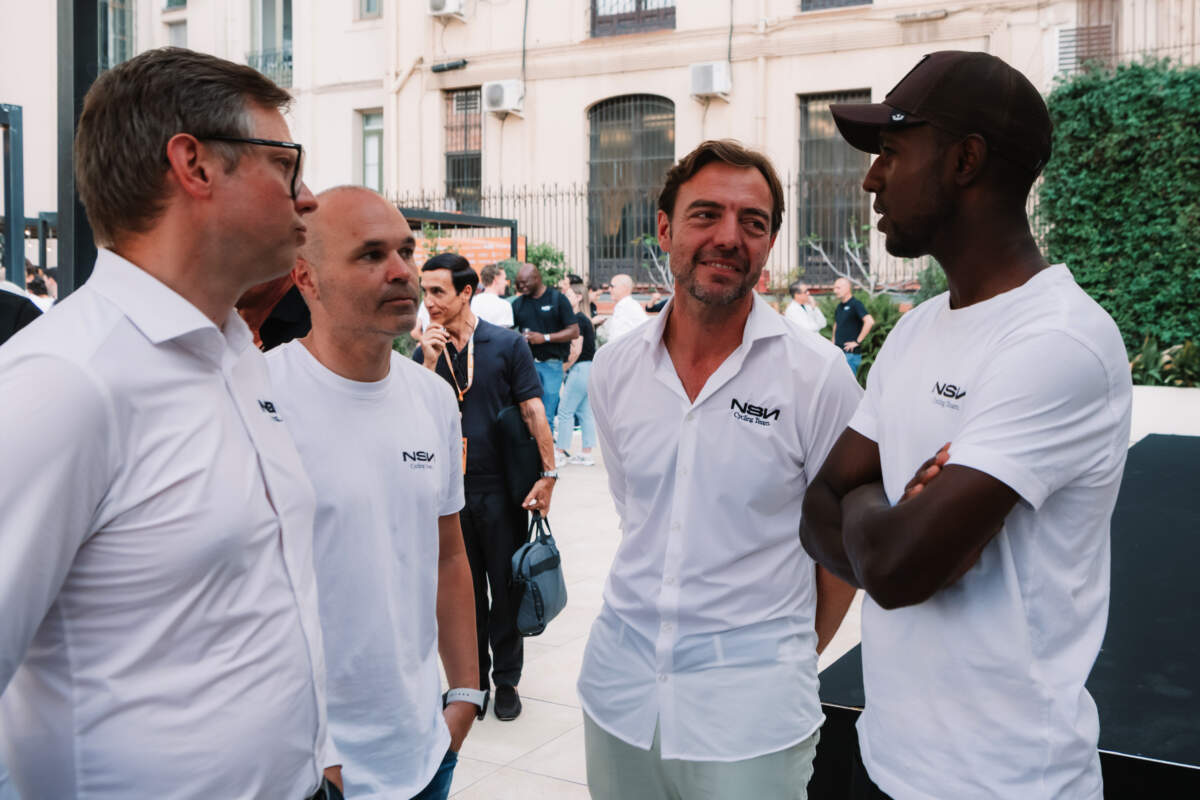Biniam Girmay and Andrés Iniesta, NSN Cycling Team Tour de France welcome event